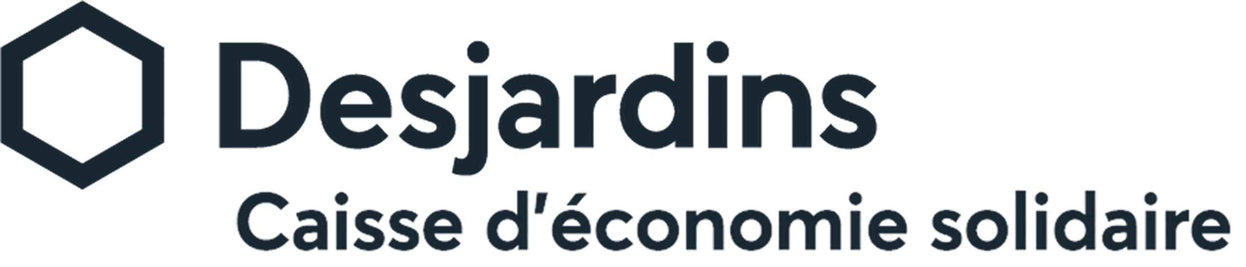 Logo de la Caisse d’économie solidaire Desjardins, représentant un hexagone situé à gauche du texte.