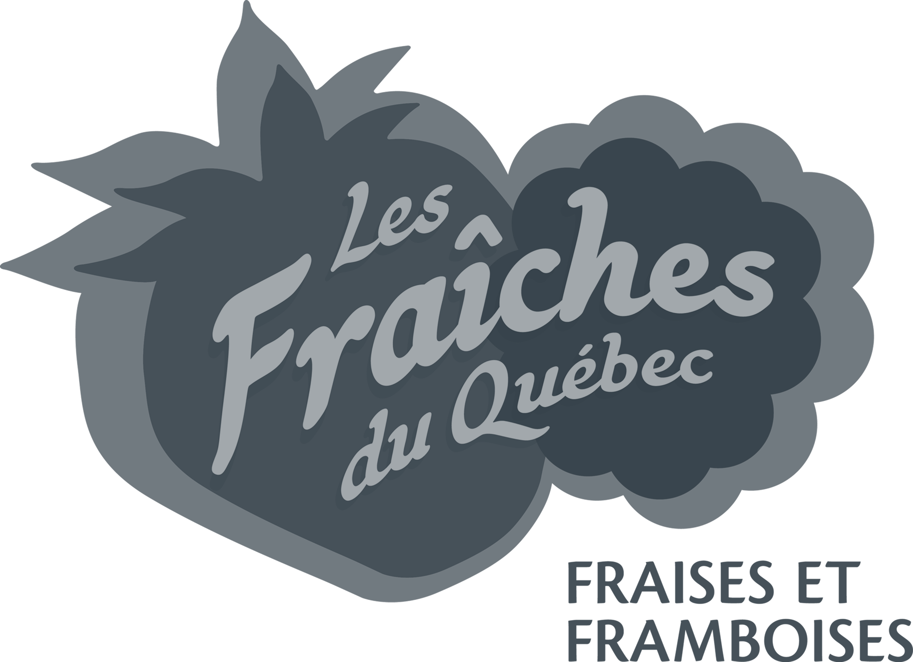 Logo représentant une fraise et une framboise, avec l'inscription « Les Fraîches du Québec » et « Fraises et Framboises » en dessous.